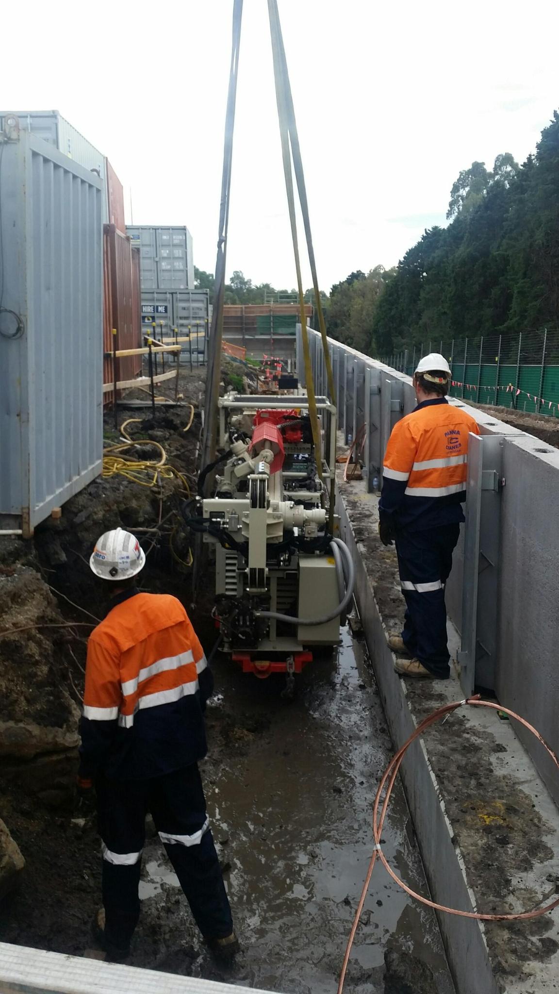 Tight access drilling on construction site