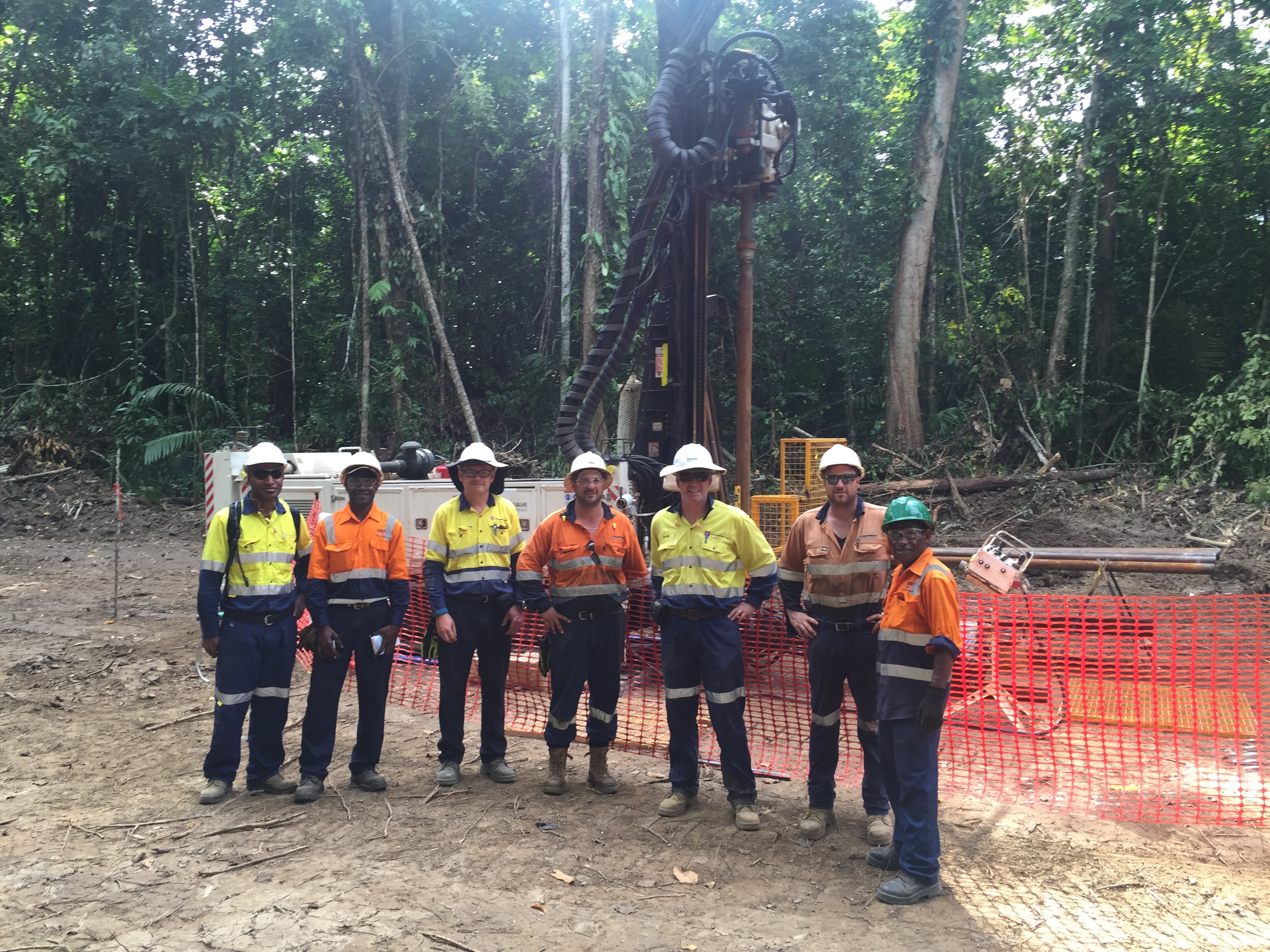 Drilling crew in Papua New Guinea