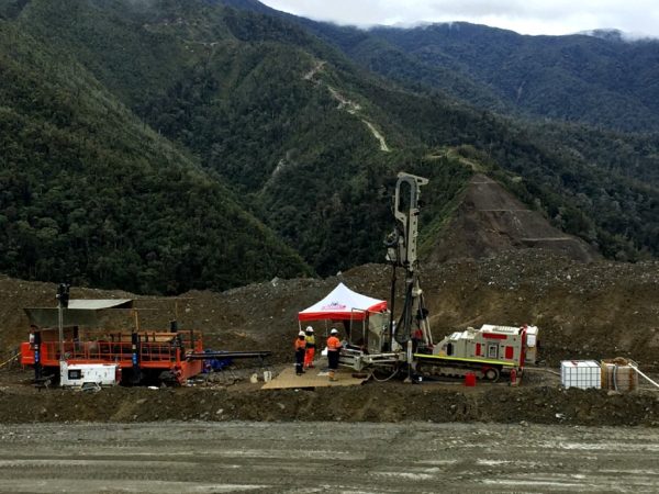 Sonic drill and rod carrier drilling in Papua New Guinea